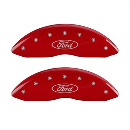 MGP CALIPER COVERS MGP Caliper Covers 10239SFRDRD Oval Logo & Ford Red Caliper Covers - Engraved Front & Rear; Set of 4 10239SFRDRD